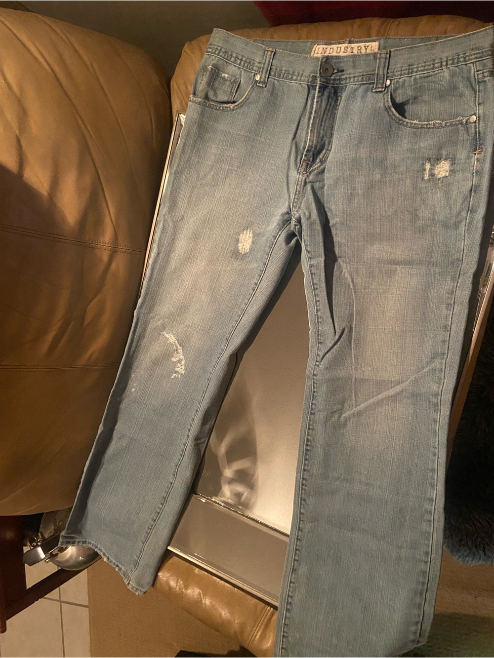 Industry Light Blue Relaxed Men’s Jeans - Distressed Casual Fit